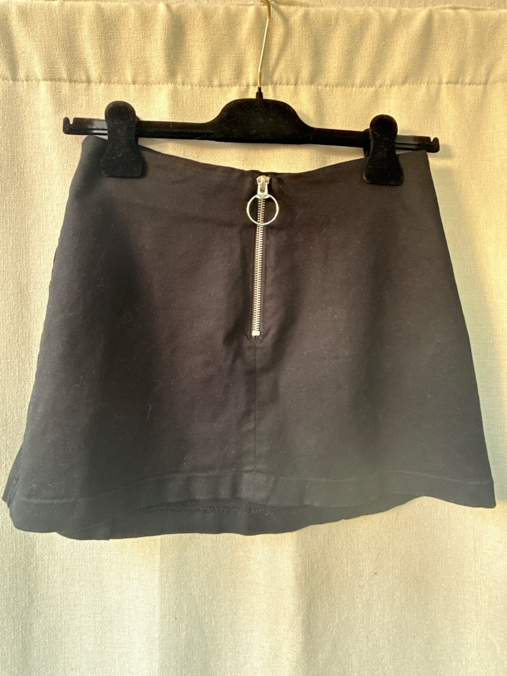 Reformation Black Mini Skirt with Front Ring Zipper